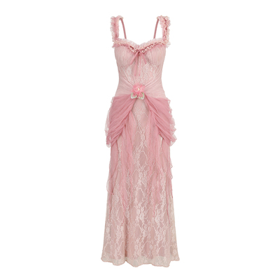 LaceMade 粉棠花【200万限定】法式连衣裙粉色仙女裙staycation裙