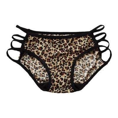 豹纹冰丝弹力大码低腰镂空内裤女