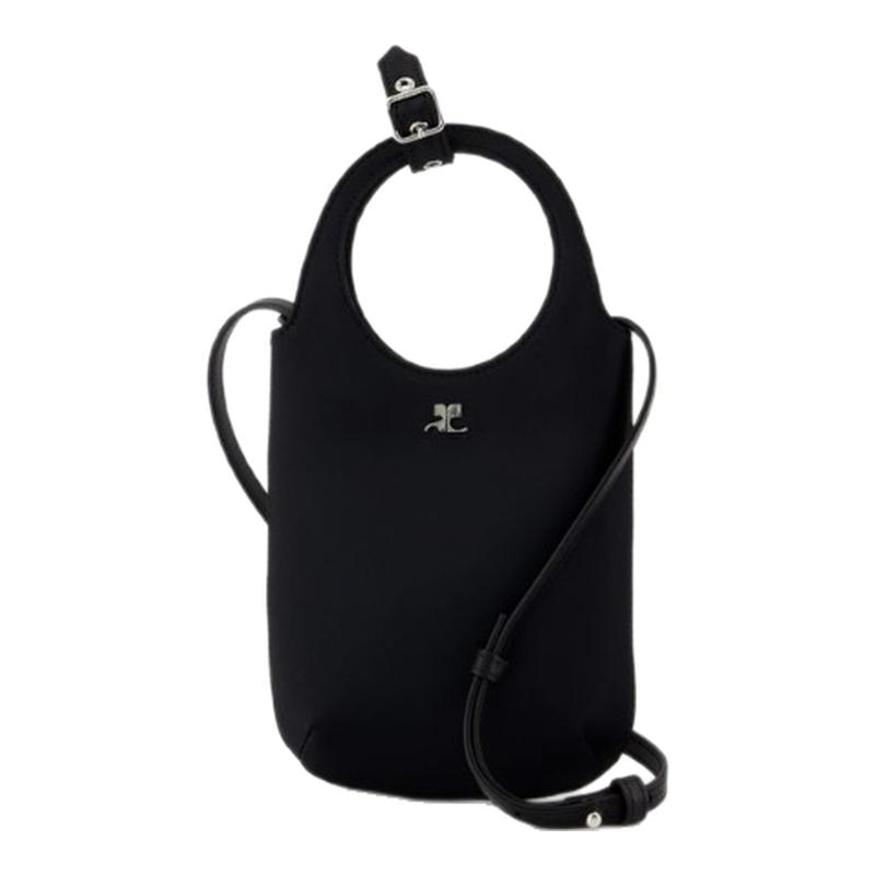 活希源 Courreges Slim Holy 手提包 缎面 黑色