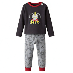 男童奥特曼睡衣宝宝纯棉保暖内衣加厚秋衣秋裤套装儿童磨毛家居服