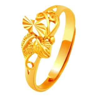 新款活口时尚沙金戒指女久不掉色镀金指环女潮戒指时尚气质礼物