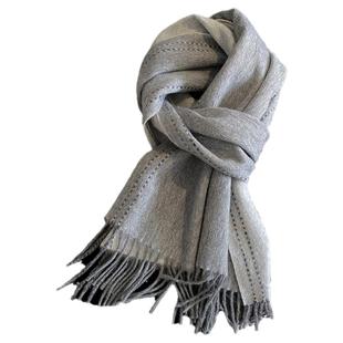 灰色羊毛围巾女款2025新款今年流行爆款羊绒披肩护颈围脖男款冬季