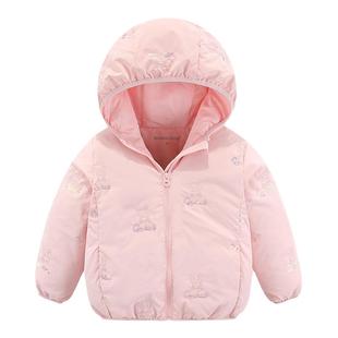 波姆熊女童轻薄羽绒服2025冬季新款婴儿童宝宝连帽保暖外套中大童