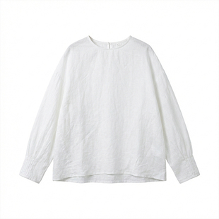知笔墨流光白新中式长袖衬衫女 2026春季简约百搭宽松上衣