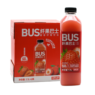 迎驾山泉膳食纤维饮品纤果巴士草莓杨梅味1.1L*6瓶/箱 多口味