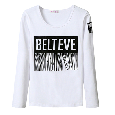 新款百搭印花长袖韩版适中棉女