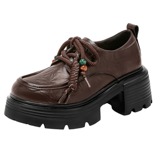 星期六乐福鞋女2026新款英伦风黑色小皮鞋女款厚底鞋通勤女鞋单鞋