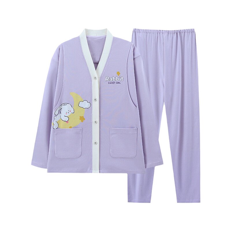 月子服夏季纯棉产后喂奶哺乳孕妇睡衣夏款可外穿孕晚期产妇套装