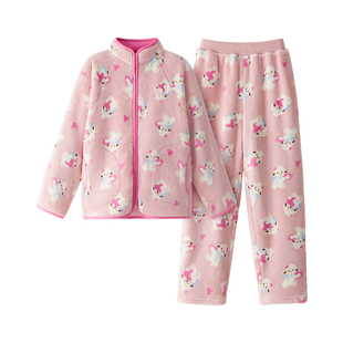 蕉内绒绒320Home男童女童家居套装法兰绒印花长袖长裤儿童睡衣