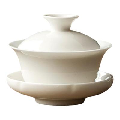 猪油白迷你单人三才简约薄胎盖碗