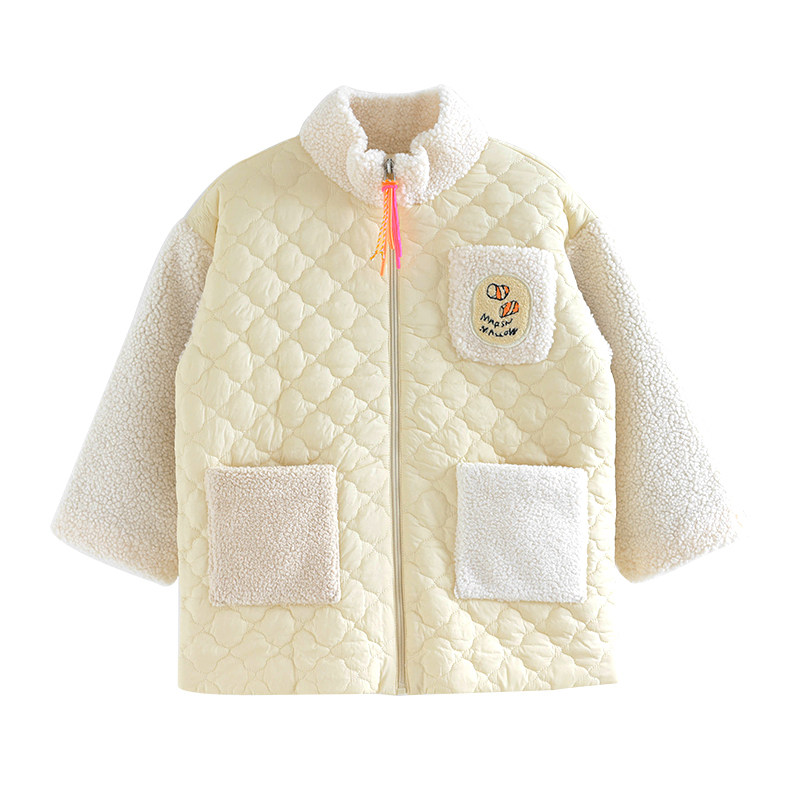ilovej童装洋气菱格保暖棉服2022