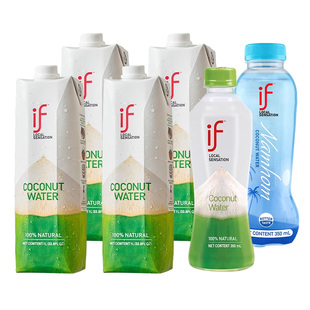 【自营】泰国进口if椰子水100%纯果汁不无糖饮料1L升椰汁整箱孕妇