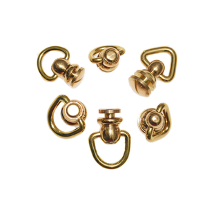 纯黄铜带环旋转和尚头 手工DIY皮具财布扣纯铜大小D环三角奶嘴钉