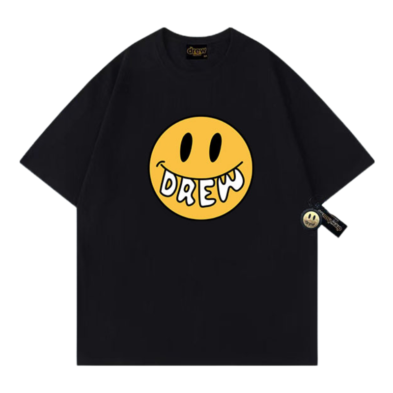 Drew笑脸字母印花纯棉百搭潮T恤街头滑板流行男女生情侣潮牌短袖