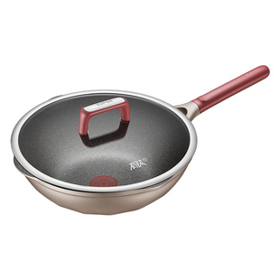 苏泊尔轻量有钛不怕铲炒锅不粘锅家用火红点平底炒菜锅可进洗碗机