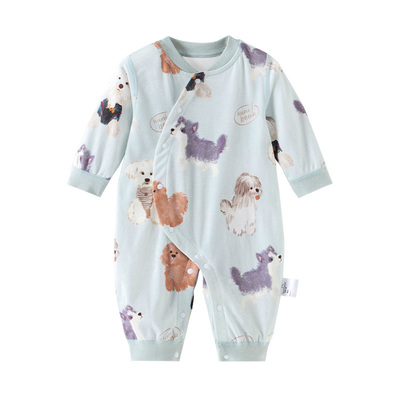 欢喜小熊婴儿秋季纯棉无骨连体衣