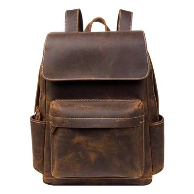 慢时光手工真皮双肩包复古电脑包