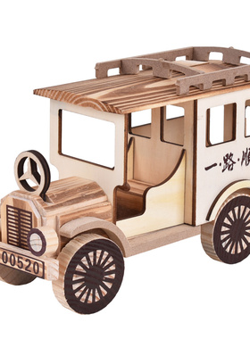 装饰品怀旧复古家居卧室模型摆件工艺品竹木质老爷车板车马车官轿