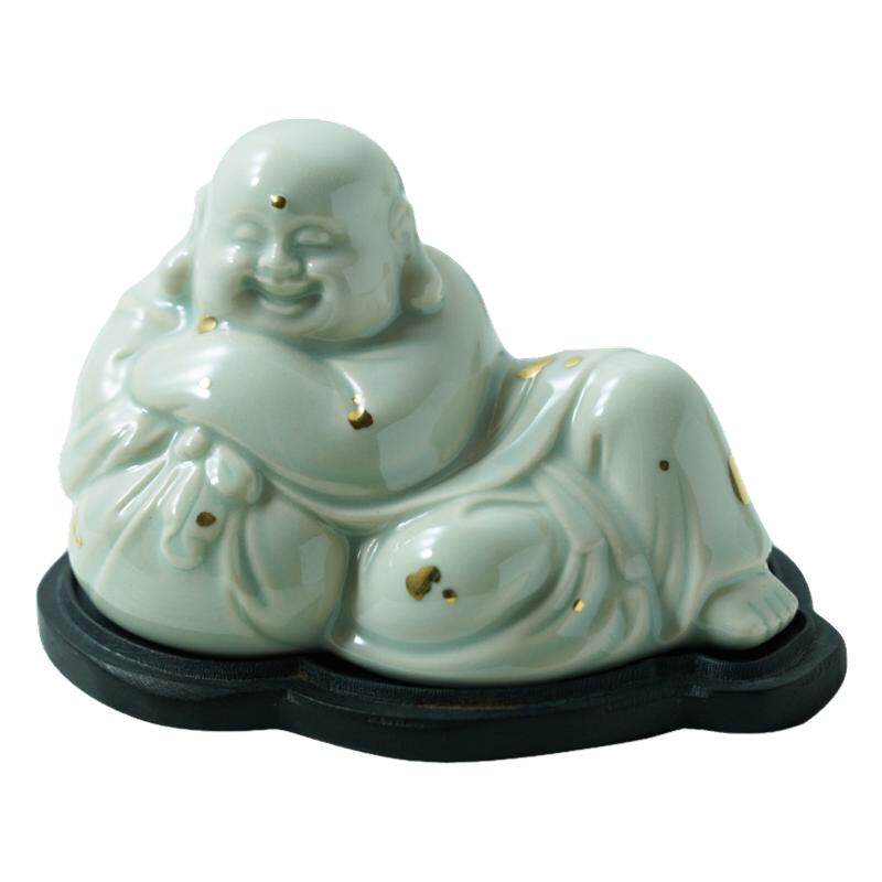 陶瓷笔搁摆件弥勒佛复古