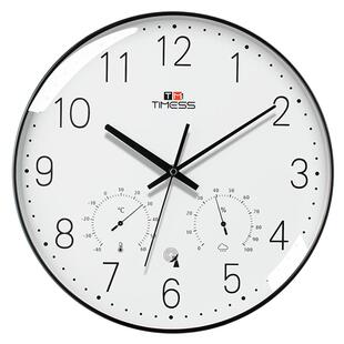 TIMESS电波钟表挂钟客厅家用时尚创意表挂墙轻奢装饰温湿静音时钟