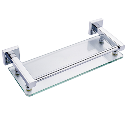 厕所镜前钢化玻璃洗手打孔置物架