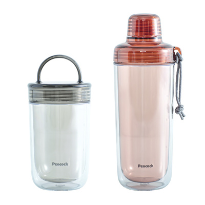 日本孔雀peacock冷泡茶杯tritan塑料杯夏日运动水杯女生便携杯子