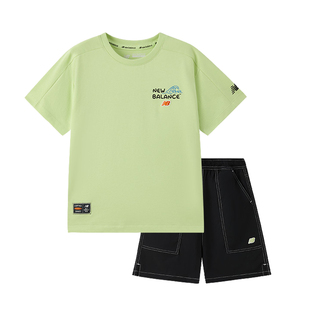 New Balance NB童装25夏款男童女童儿童短袖T恤短裤套装2SF22083