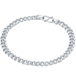 六桂福珠宝铂金古巴手链古巴扁身链条pt950男女妇女节礼物