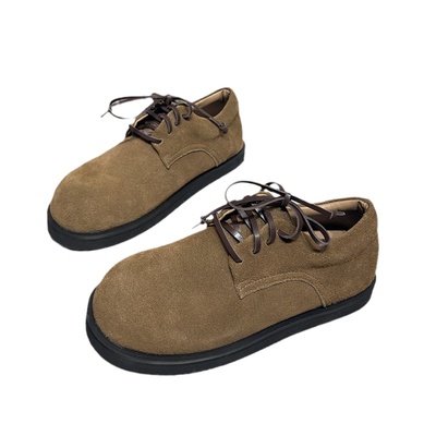 防滑耐磨乐福鞋磨砂皮单鞋学院风