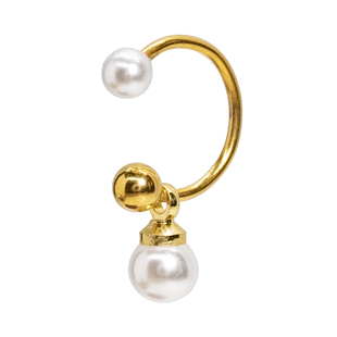 u型螺丝拧耳钉双球耳环两戴珍珠四叶草水钻几何14k包金耳饰十字架