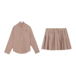 Forevercan女装2024秋季新款“威灵顿公学”学院风衬衫+半裙套装