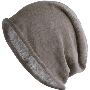 2025新款日本纯亚麻堆堆帽女春夏大头套头帽薄款宽松透气男包头帽