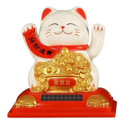太阳能自动摇手招财猫摆件