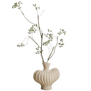 高级感肌理陶瓷花瓶客厅桌面轻奢简约仿真马桑果玄关插花装饰摆件