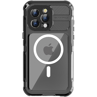 适用苹果iPhone15promax手机壳磁吸充电自带镜头壳膜一体防水保护套全包防摔封闭式防尘+M系列新款金属三防壳