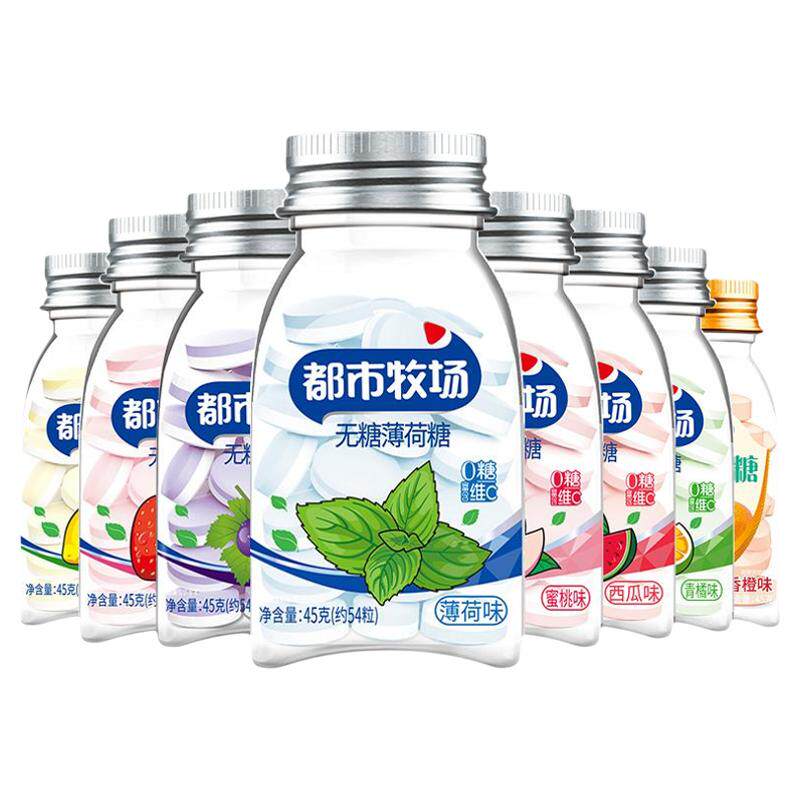 都市牧场清口含片45g*6瓶维C润喉糖果柠檬薄荷糖口气清新清嘴零食