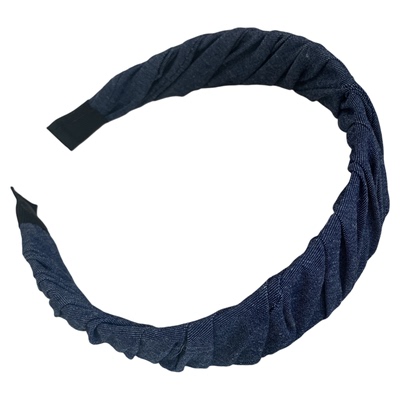 牛仔格纹褶皱宽边发箍