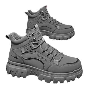 回力男鞋2026新款冬季马丁靴男厚底增高户外运动工装短靴男休闲皮