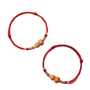 老桃木葫芦红手绳男朱砂转运珠邪驱平安脚链编织本命年红绳手链女