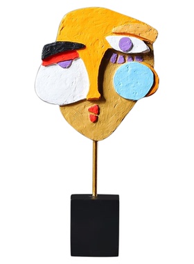 美式抽象人脸彩色装饰摆件高级感