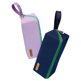 NATAMI奈多美防污方形大开口笔袋对开防水手提学生学习文具盒铅笔盒大容量男女孩多功能简约2025高颜值ins风