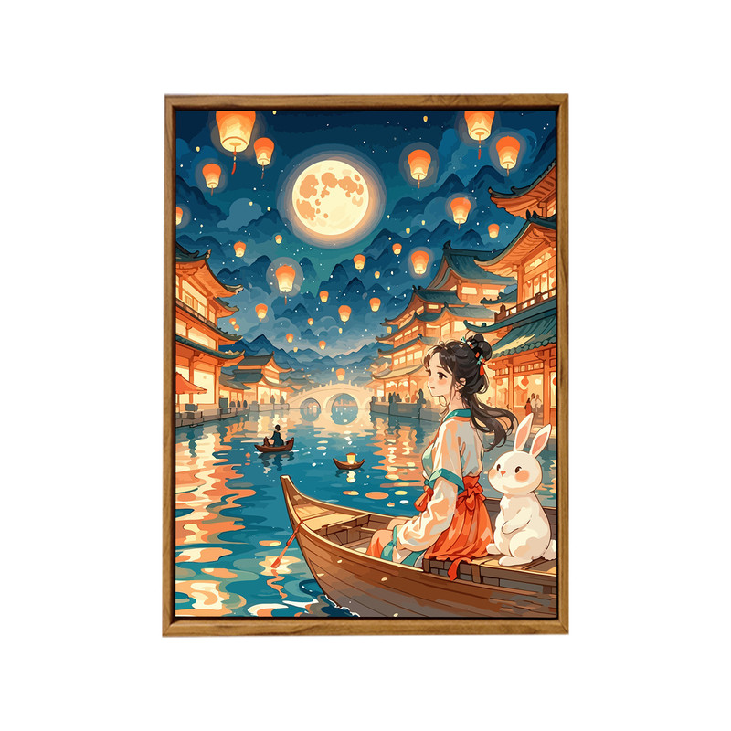 中国风治愈系中秋节DIY数字油画