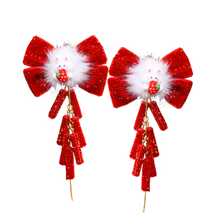 春节马年汉服头饰儿童甜美花朵发箍女宝宝中国风过年红色喜庆卡子