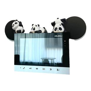 可爱熊猫可视门铃电话装饰小摆件灯开关面板插座遮丑3d立体墙贴饰