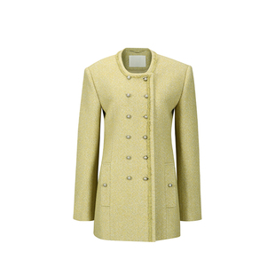 YCH 24FW 秋冬新款小香风双排扣斜纹毛呢外套 DOUBLE BOO 买手店