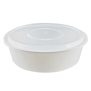 圆形带盖1500ML乳白一次性餐盒打包盒超大酸菜鱼饭盒外卖汤盒塑料