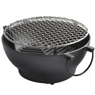 铸铁烧烤炉家用围炉煮茶烤火炉圆形木炭炉户外多用途加厚烤肉铁炉