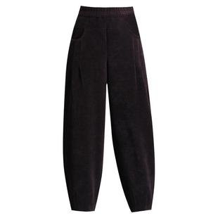 冬季加厚雪尼尔绒萝卜裤松紧腰加绒保暖小个子八分休闲束脚灯笼裤