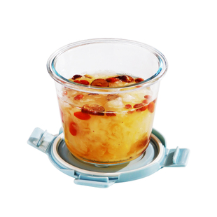 玻璃汤碗带盖大号加深汤杯便携密封圆形玻璃保鲜饭盒微波炉耐高温