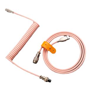 客制化机械键盘航插线螺旋type-c编织数据线金属接口可拉伸弹簧线